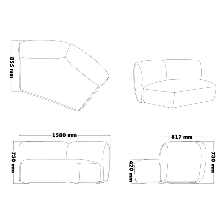 Minimalist mixed weave fabric modular armless 2 seater sofa petals size charts.