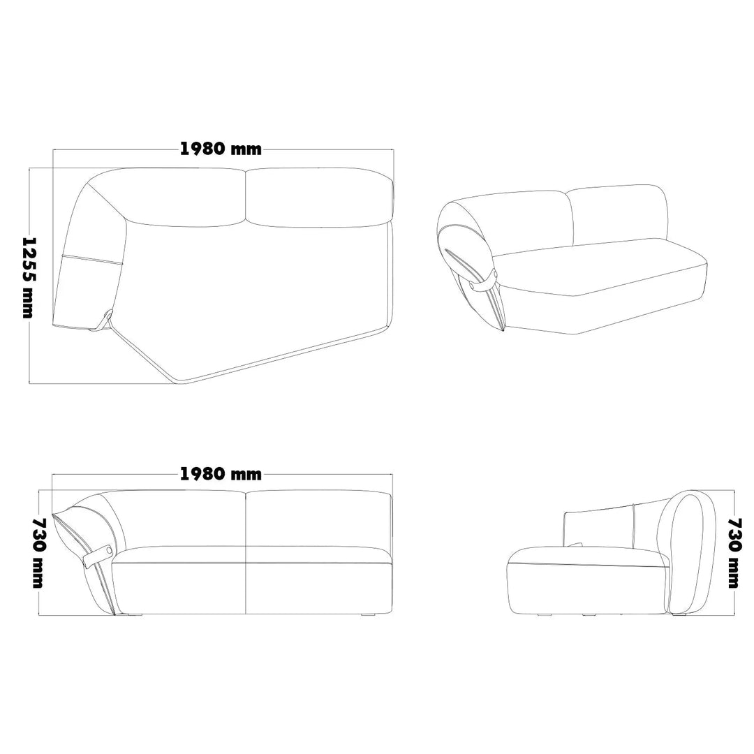 Minimalist mixed weave fabric modular chaise sofa petals size charts.