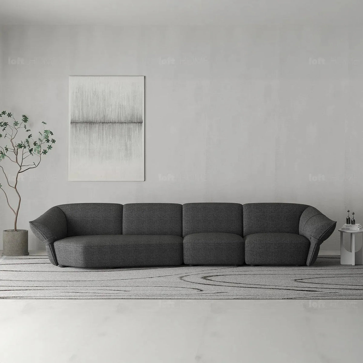 Modern mixed weave fabric modular corner 1 seater sofa petals detail 1.