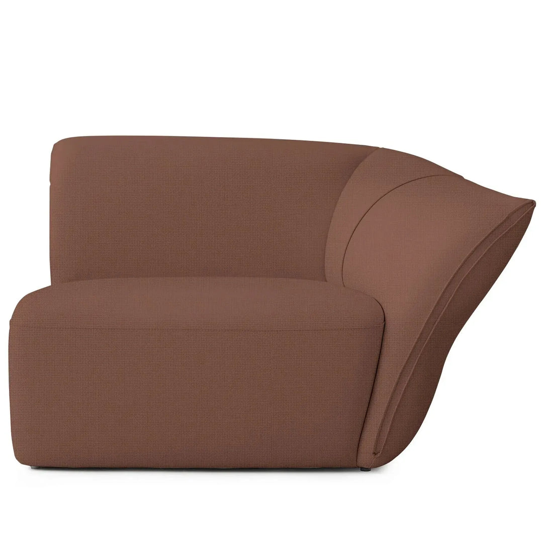 Minimalist mixed weave fabric modular corner 1 seater sofa petals detail 8.