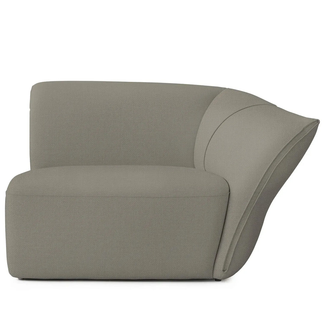 Minimalist mixed weave fabric modular corner 1 seater sofa petals detail 14.