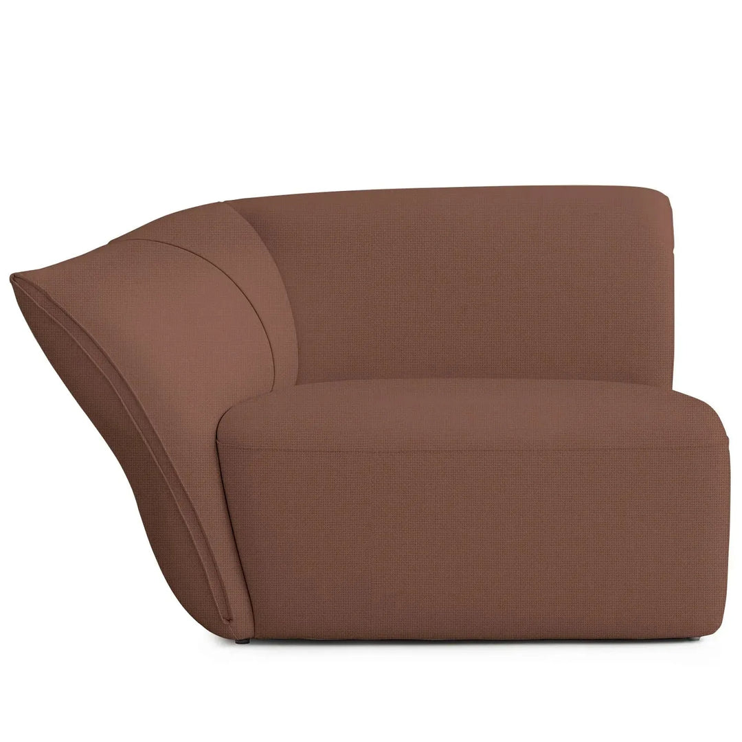 Minimalist mixed weave fabric modular corner 1 seater sofa petals detail 17.