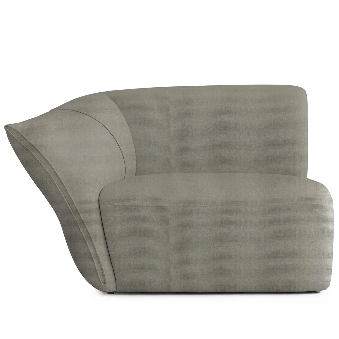 Minimalist mixed weave fabric modular corner 1 seater sofa petals detail 23.