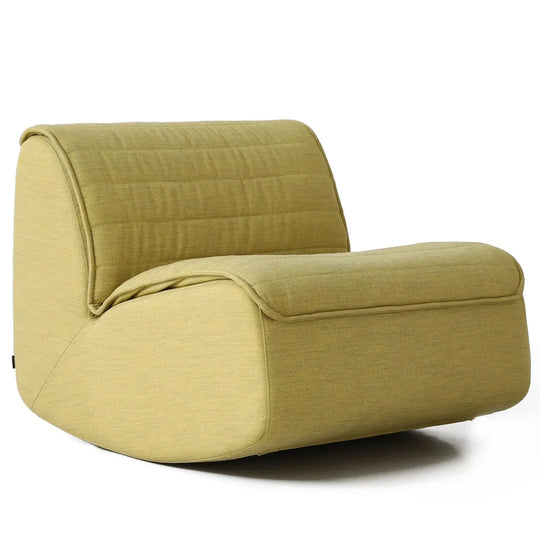 Modern mixed weave fabric rocking 1 seater sofa hobbyhorse in white background.