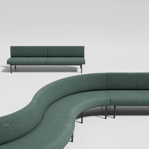 Minimalist Mixed Weave Fabric Round 2 Seater Sofa SANTO Good to Know Preview-1