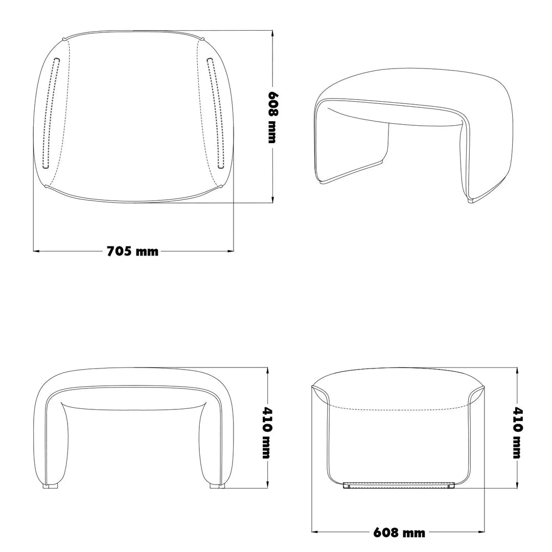 Minimalist mixed weave fabric stool elephant size charts.