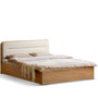 Minimalist Oak Wood Microfiber Leather Storage Bed LUNA
