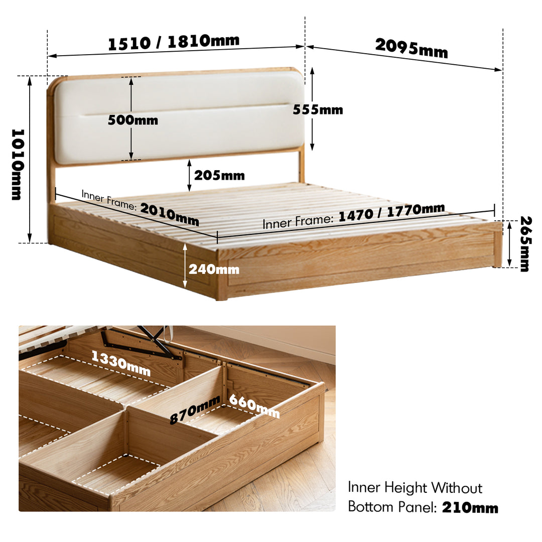 Minimalist oak wood microfiber leather storage bed luna size charts.