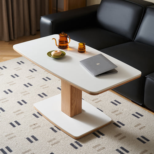 Scandinavian Oak Wood Sintered Stone Height Adjustable Coffee Table LINO Good to Know Preview-1