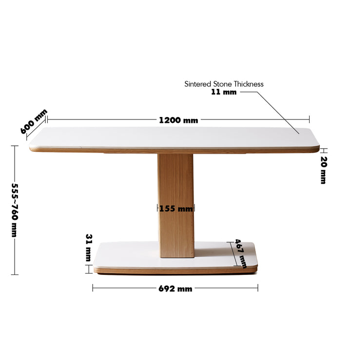 Minimalist oak wood sintered stone height adjustable coffee table lino size charts.