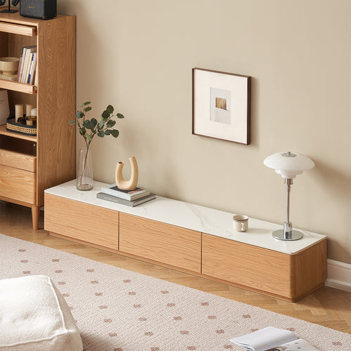 Minimalist Oak Wood Sintered Stone TV Console LINO Good to Know Preview-1