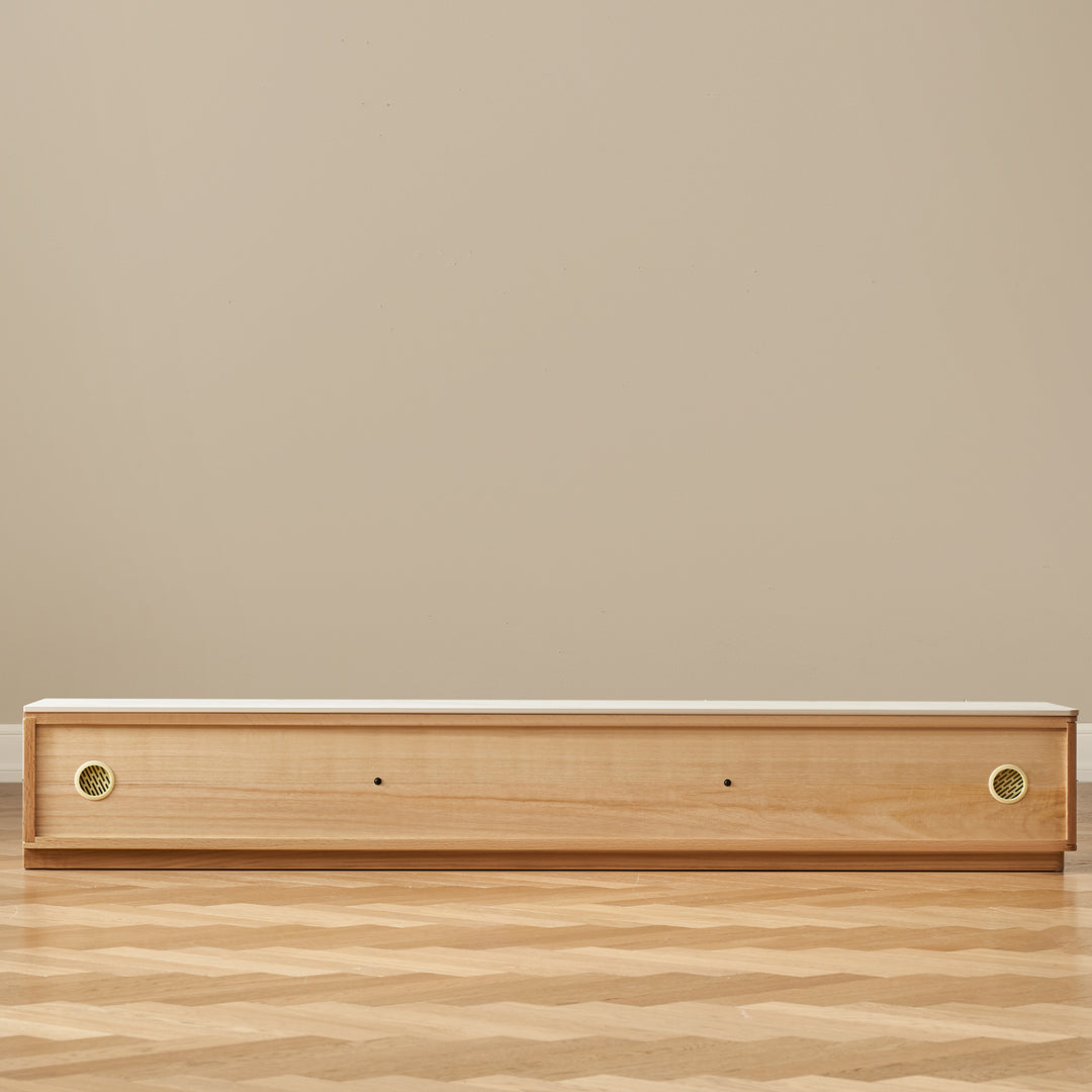 Minimalist oak wood sintered stone tv console lino detail 5.