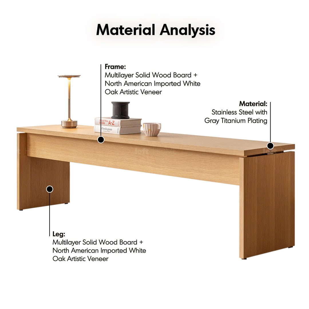 Minimalist oak wood veneer plywood dining bench horizon detail 2.