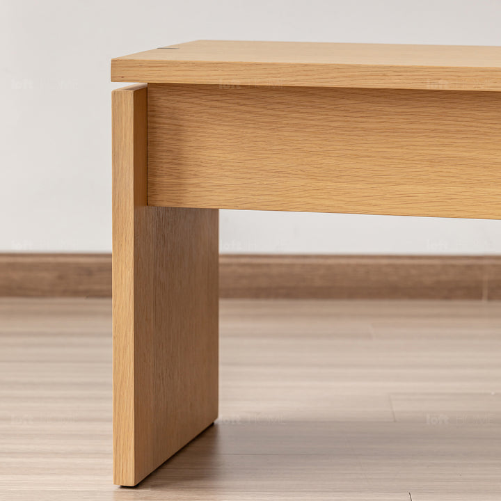 Minimalist oak wood veneer plywood dining bench horizon detail 3.