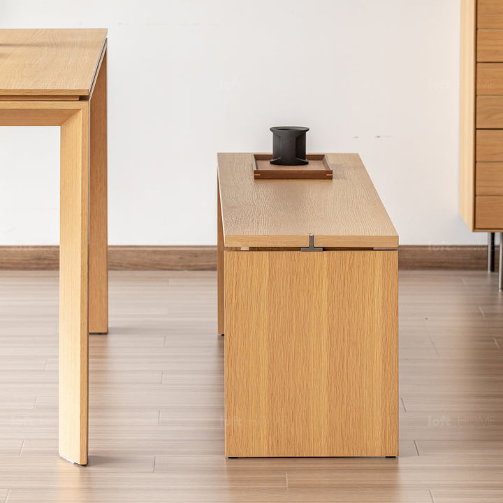 Minimalist oak wood veneer plywood dining bench horizon detail 5.