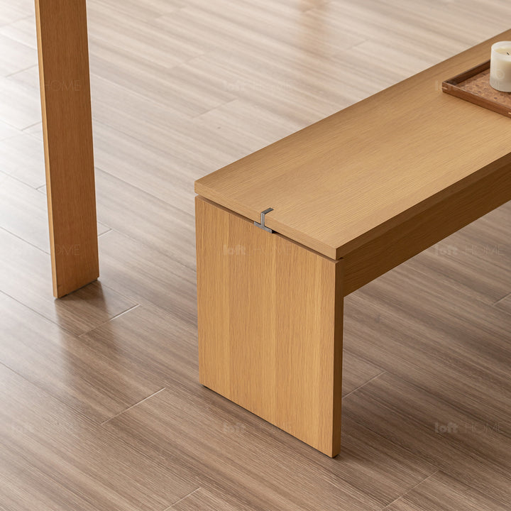 Minimalist oak wood veneer plywood dining bench horizon detail 6.