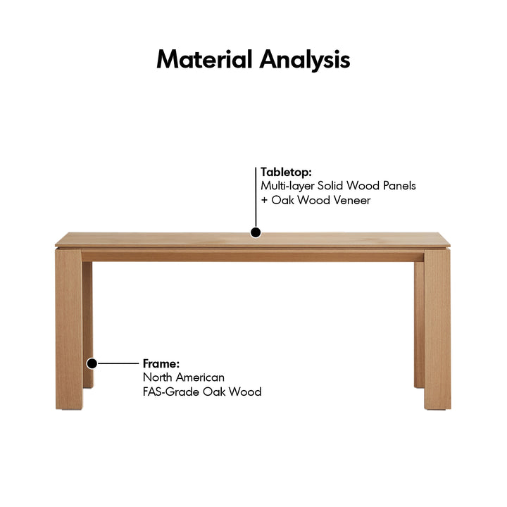 Minimalist oak wood veneer plywood dining table horizon layered structure.