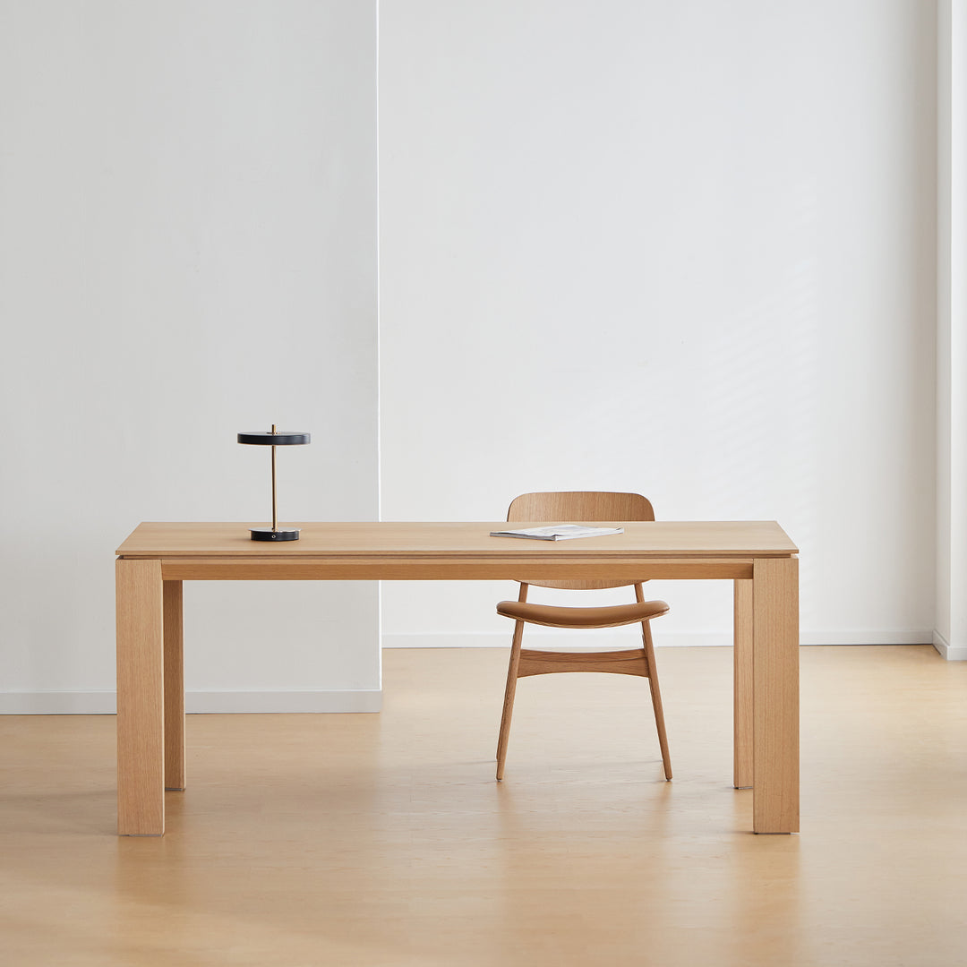 Minimalist oak wood veneer plywood dining table horizon detail 3.