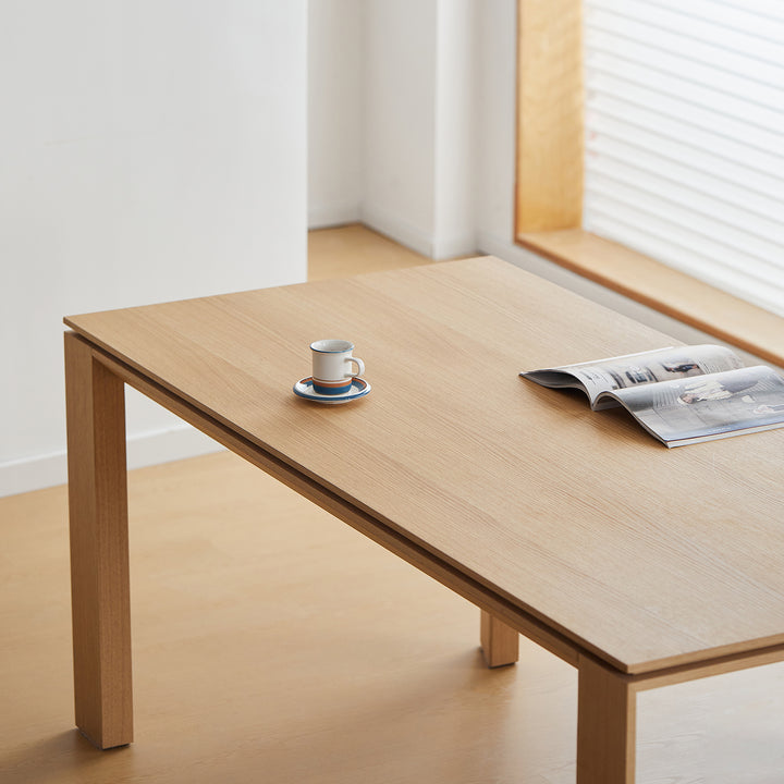 Minimalist oak wood veneer plywood dining table horizon detail 5.