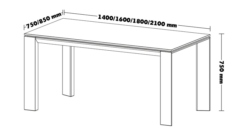 Minimalist Oak Wood Veneer Plywood Dining Table HORIZON Size Chart