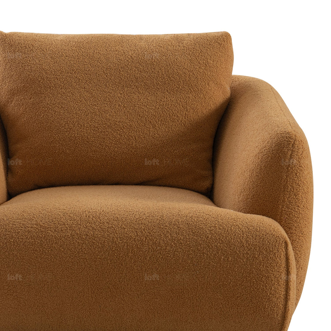 Minimalist sherpa fabric 1 seater sofa saffron in real life style.