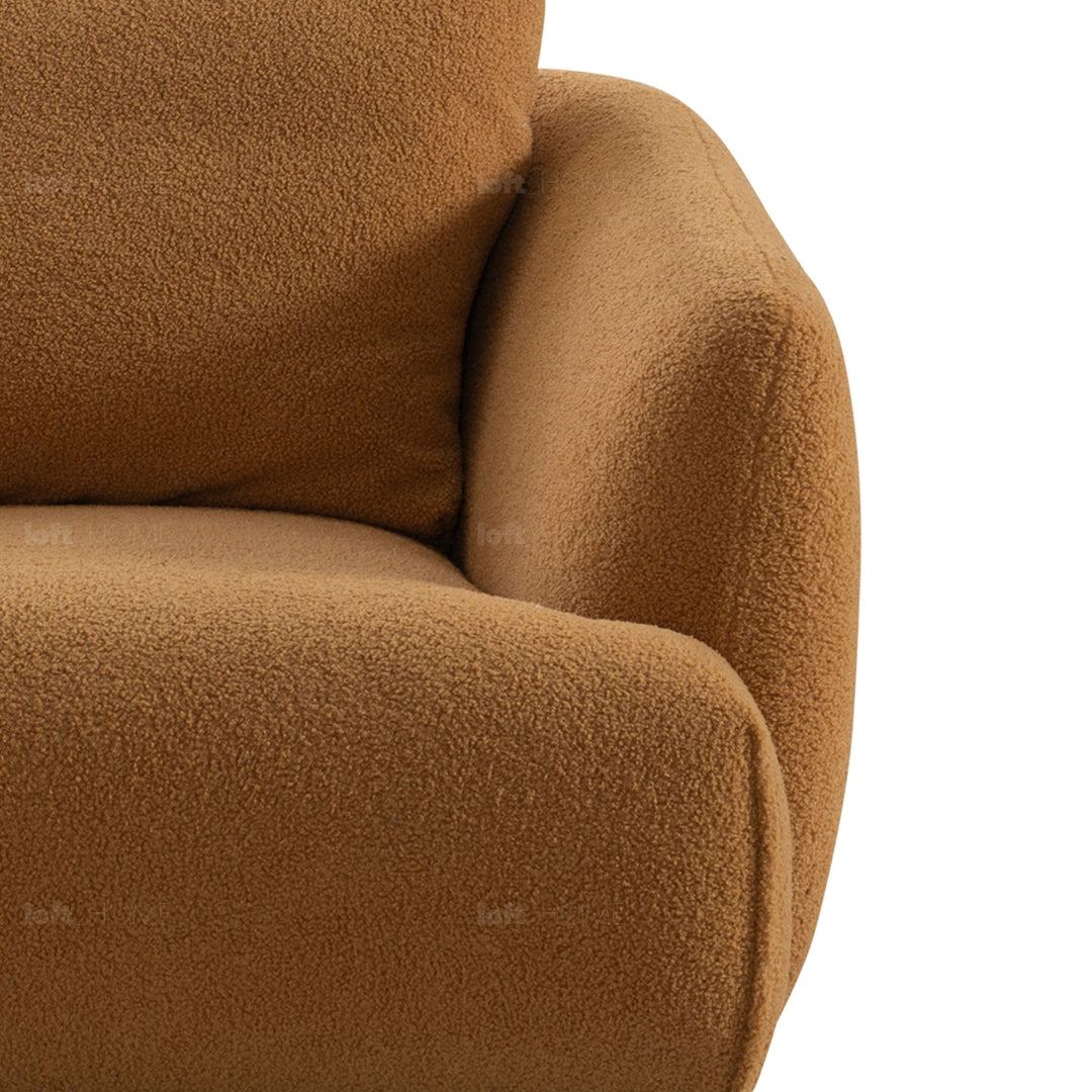 Minimalist sherpa fabric 1 seater sofa saffron with context.