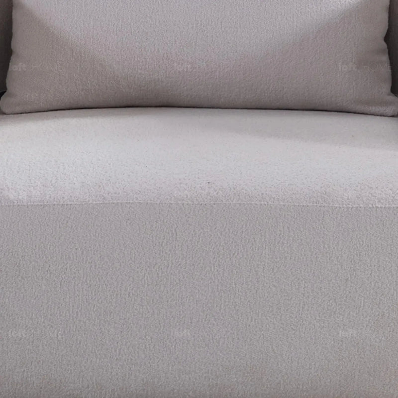 Modern sherpa fabric 1 seater sofa simplicity in panoramic view.