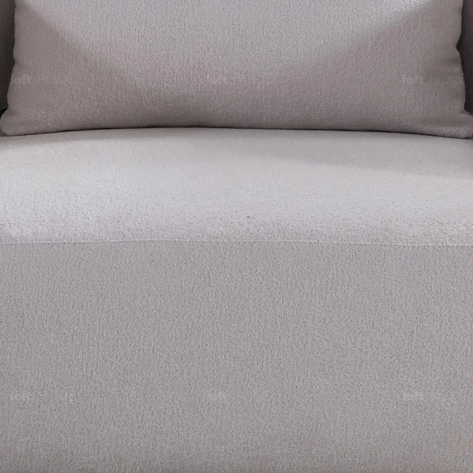 Modern sherpa fabric 1 seater sofa simplicity in panoramic view.