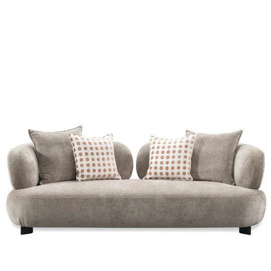 Cream sherpa fabric 2 seater sofa calyx in white background.