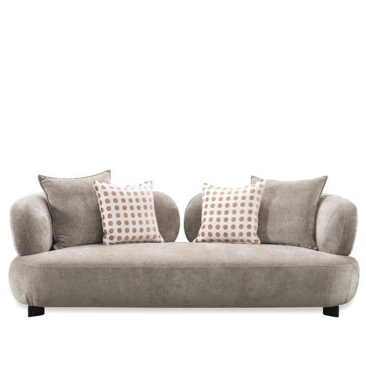 Minimalist sherpa fabric 2 seater sofa calyx in white background.