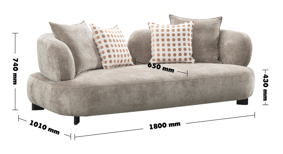Cream Sherpa Fabric 2 Seater Sofa CALYX Size Chart