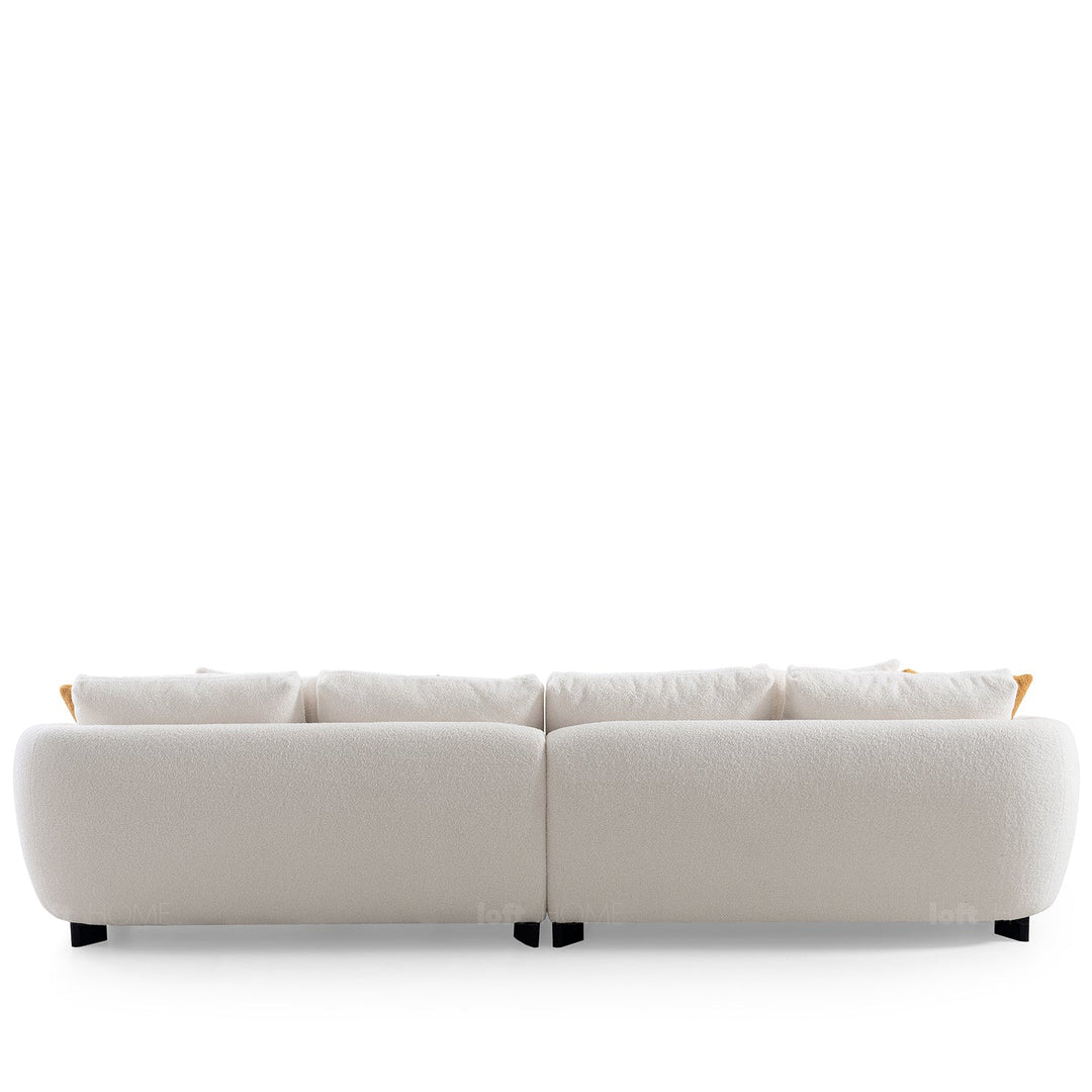 Minimalist sherpa fabric 3.5 seater sofa saffron color swatches.