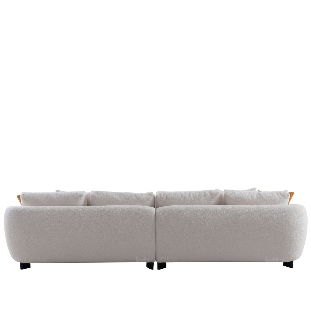 Minimalist sherpa fabric 3.5 seater sofa saffron material variants.