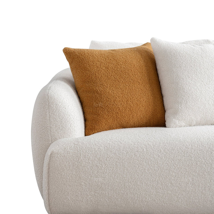 Minimalist sherpa fabric 3.5 seater sofa saffron in real life style.
