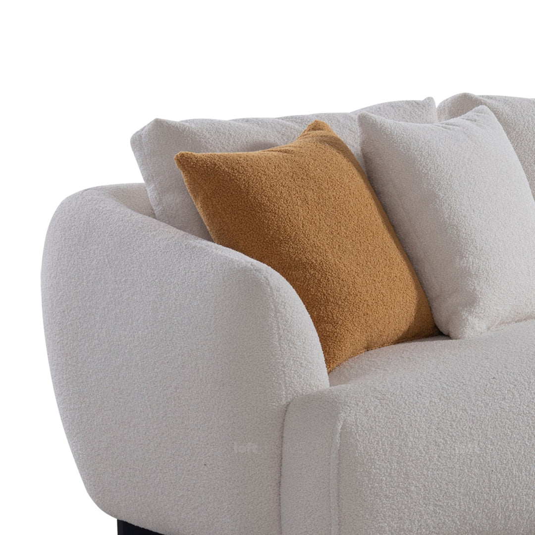 Minimalist sherpa fabric 3.5 seater sofa saffron with context.