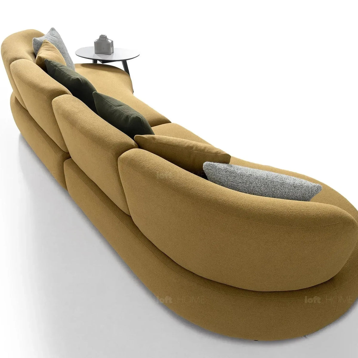 Cream sherpa fabric 5 seater sofa arch in real life style.
