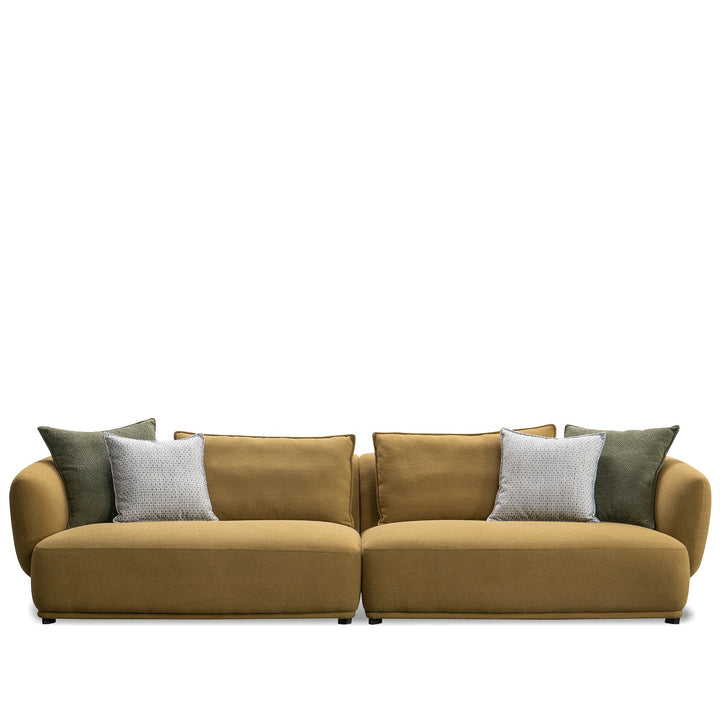 Minimalist sherpa fabric 4.5 seater sofa berlin in white background.