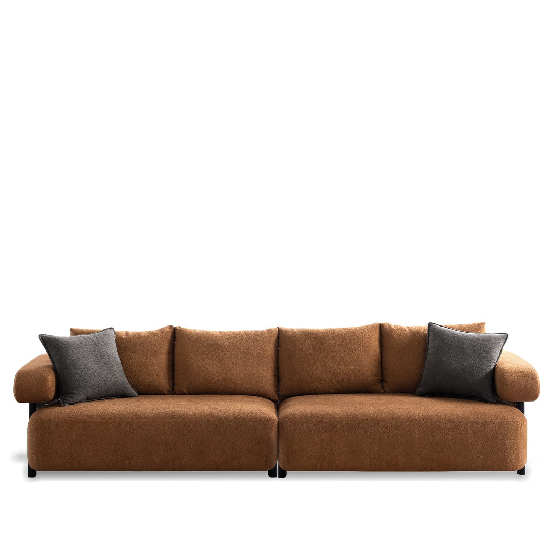 Minimalist sherpa fabric 4.5 seater sofa echo in white background.