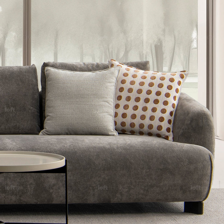 Minimalist sherpa fabric 4.5 seater sofa grand in still life.