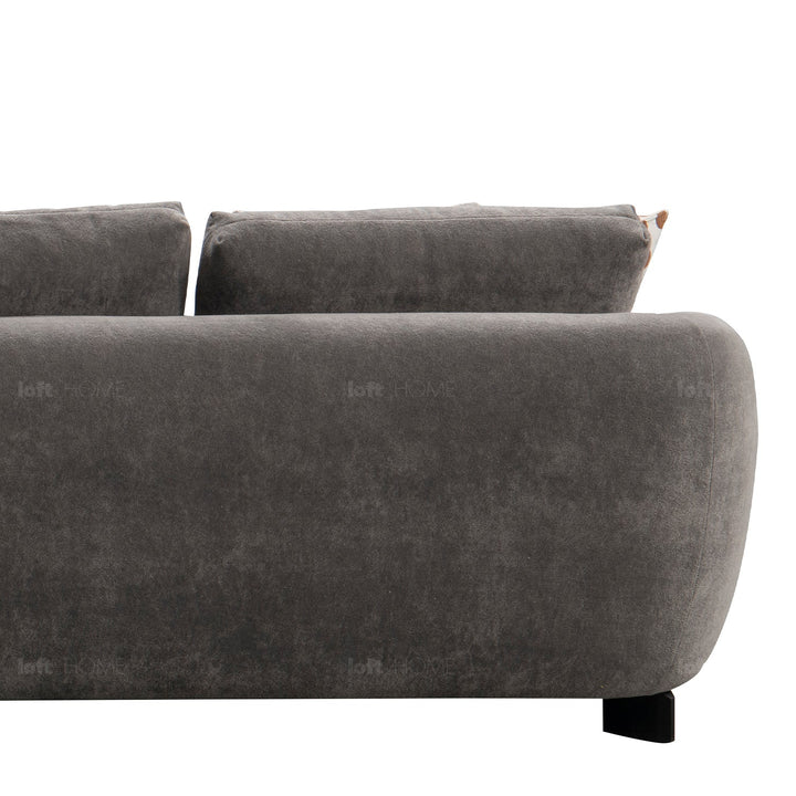 Minimalist sherpa fabric 4.5 seater sofa grand in close up details.