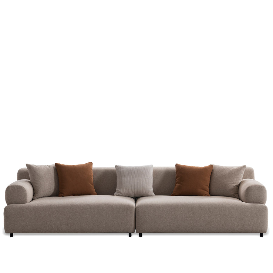 Minimalist sherpa fabric 4.5 seater sofa noble in white background.