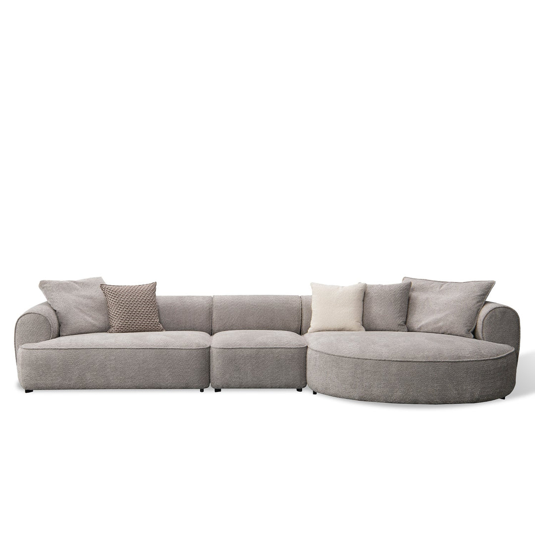 Minimalist sherpa fabric l shape sectional sofa living 4+l in white background.