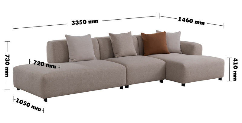 Minimalist Sherpa Fabric L Shape Sectional Sofa NOBLE 4+L Size Chart