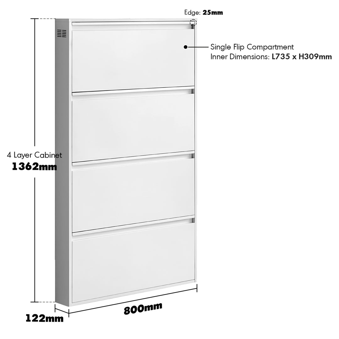 Minimalist steel shoe cabinet slim color swatches.