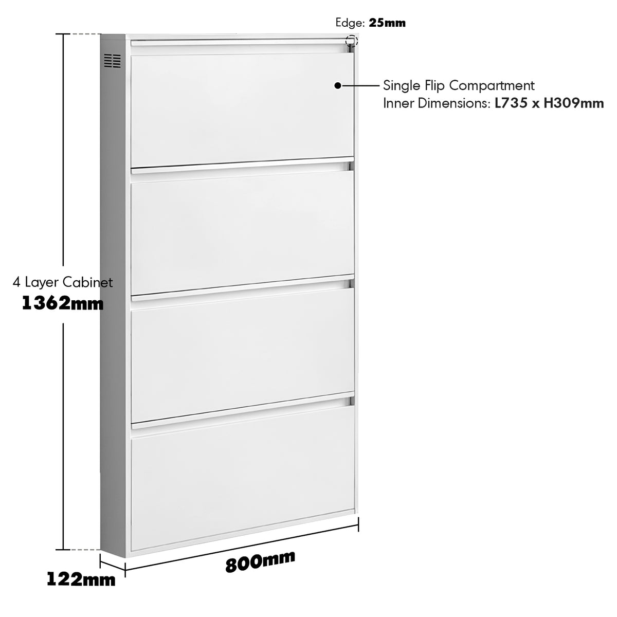 Bauhaus steel shoe cabinet slim color swatches.