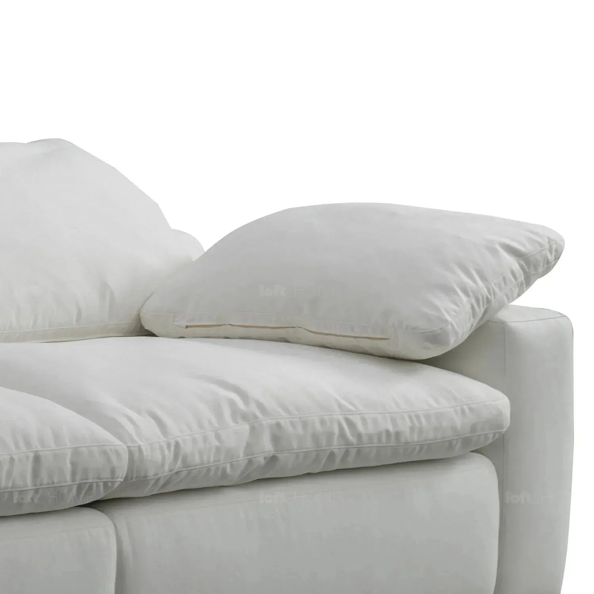 Minimalist suede fabric 5 seater sofa cloud with context.