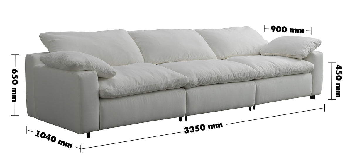 Minimalist Suede Fabric 5 Seater Sofa CLOUD Size Chart