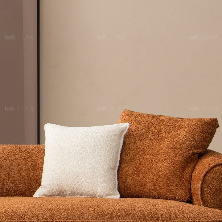Minimalist teddy fabric 4.5 seater sofa elegant conceptual design.