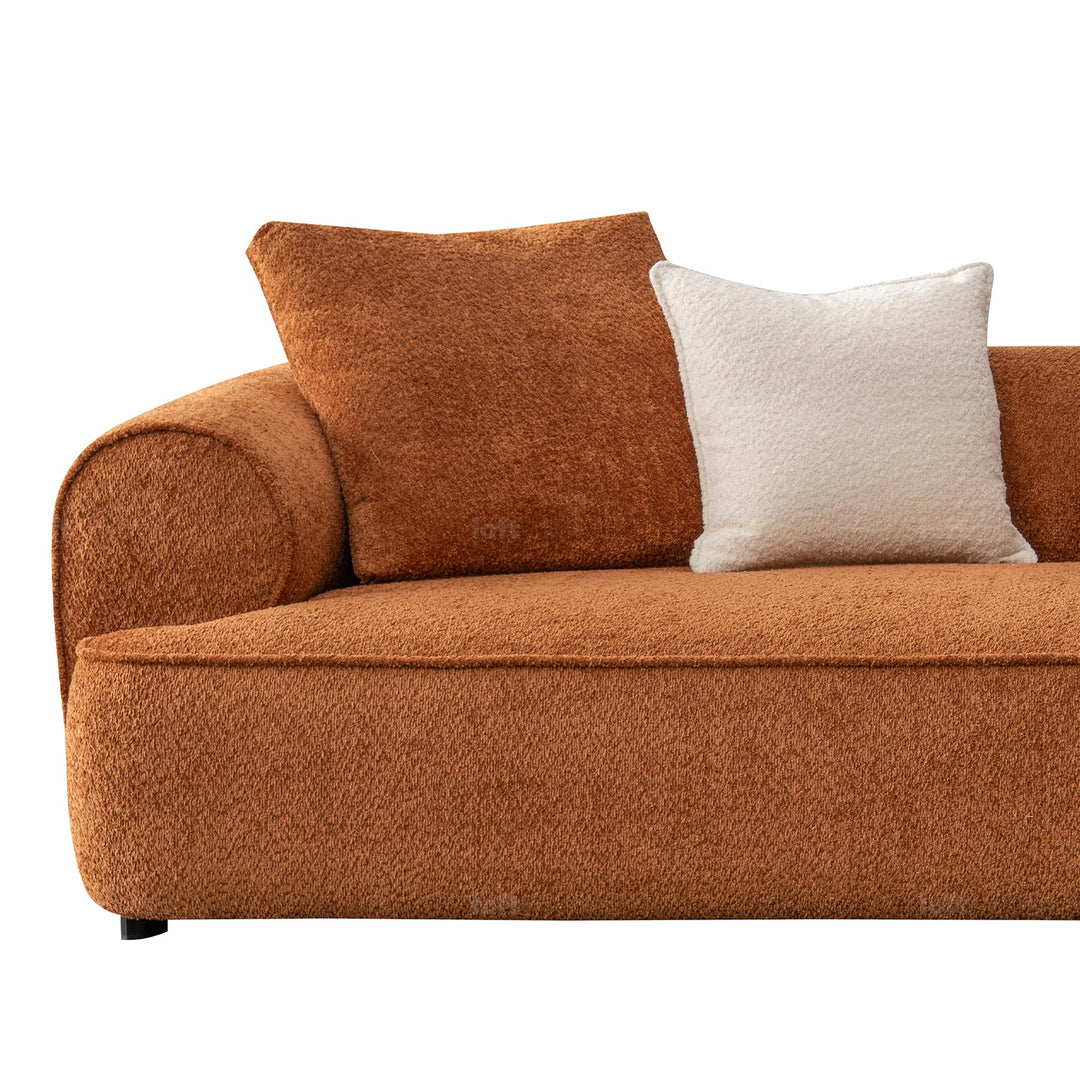 Minimalist teddy fabric 4.5 seater sofa elegant color swatches.