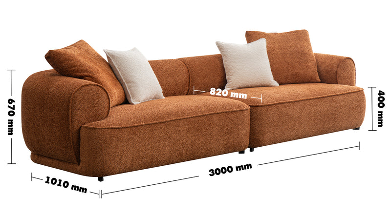 Minimalist Teddy Fabric 4 Seater Sofa ELEGANT Size Chart